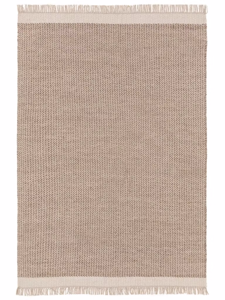 Alfombra Benuta de lana y algodón en beige con diseño espiga y acabado anudado a mano, An/P: 200 x 300 cm