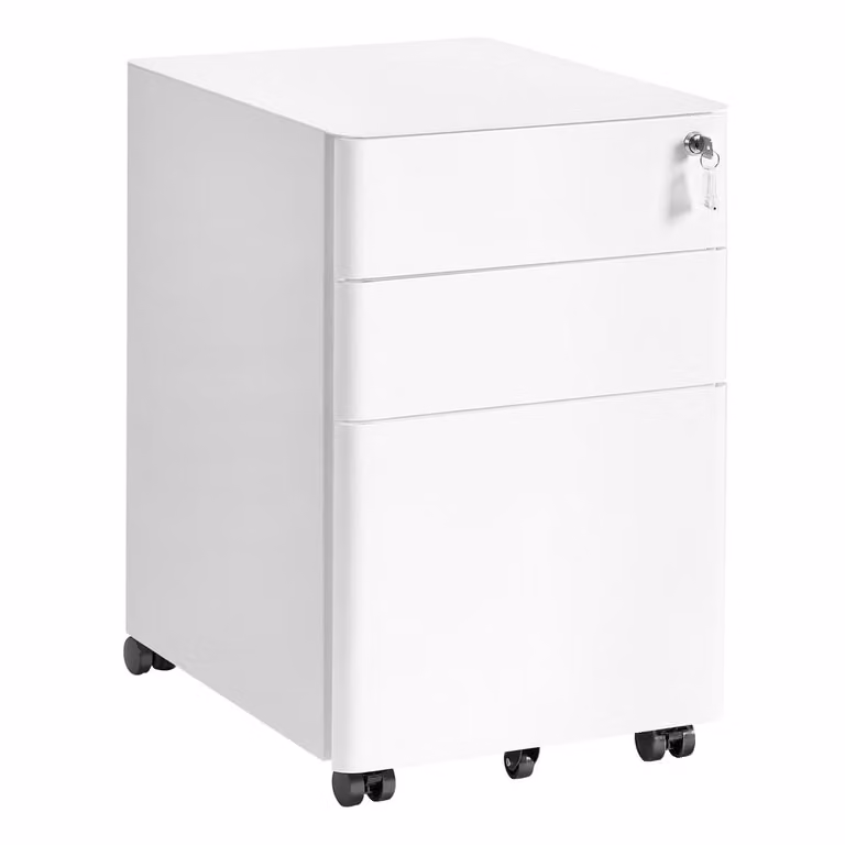 Archivador móvil SONGMICS de 3 cajones con cerradura y ruedas, metal, blanco mate, An/P/Al: 50 x 39 x 59 cm
