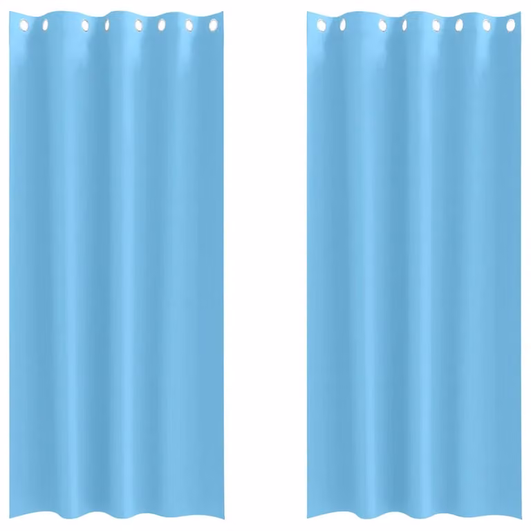 Set de 2 cortinas opacas con anillas vidaXL en azul, diseño moderno y liso, An/Al: 140 x 225 cm