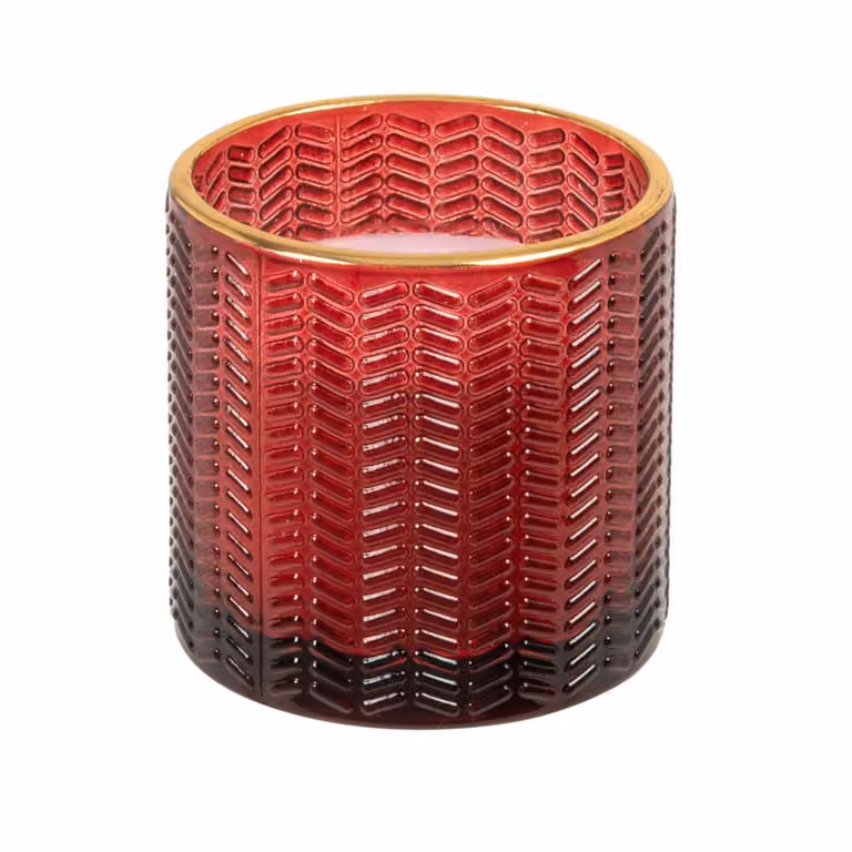 Vela votiva perfumada Maison du Monde en tarro de vidrio rojo redondo de 7 cm de diámetro