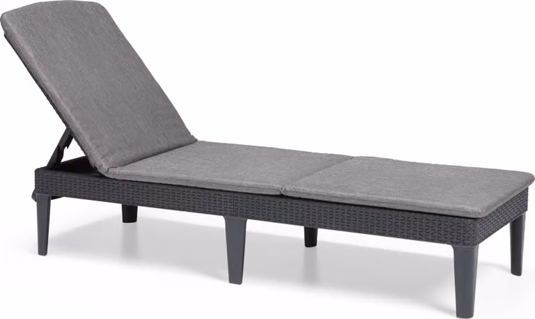 Tumbona Keter Jaipur con cojín impermeable y reposacabezas ajustable en color gris