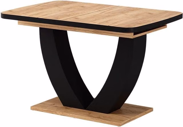 Mesa de comedor extensible Vicco Fenaro en negro y roble con diseño moderno y rectangular