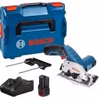 Sierra circular de batería Bosch GKS 12V-26 Professional, 1400 RPM, incluye 2 baterías de 12 V 3,0 Ah y hoja para madera, Negro, Azul y Rojo