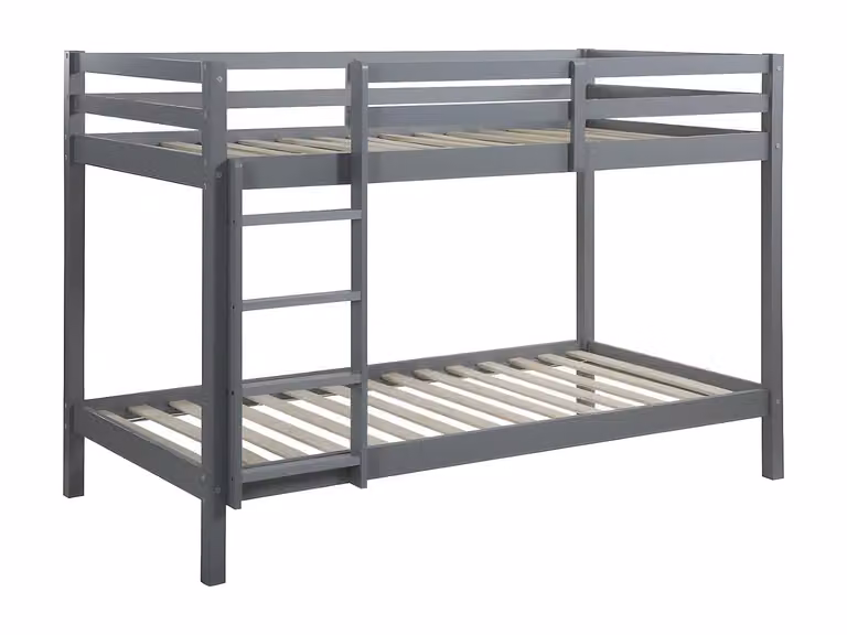 Litera de dos niveles ANICET II de pino macizo en color gris para dormitorio infantil, An/P/Al: 190 x 90 x 140 cm