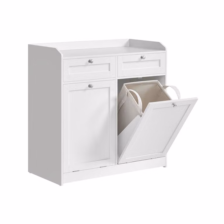 Armario de baño VASAGLE con 2 cajones y 2 cestas de ropa sucia, blanco, An/P/Al: 40 x 79 x 80,2 cm