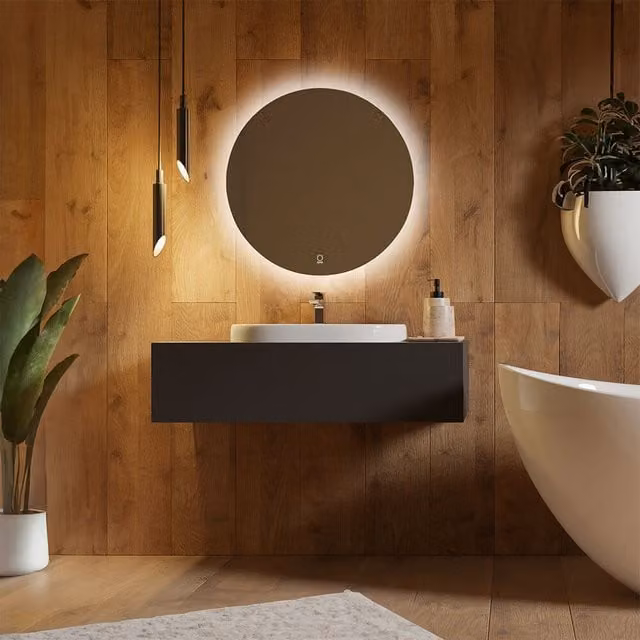 Espejo LED redondo SILA de Home Deluxe con interruptor táctil y regulación de intensidad, Diámetro: 60 cm