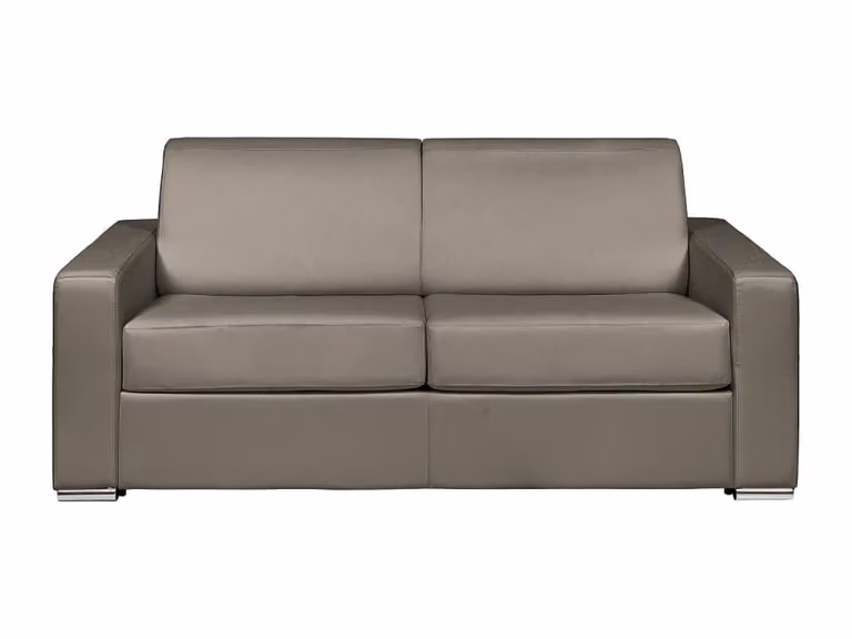 Sofá cama de 3 plazas Vente-Unique en piel color topo con fundas extraíbles y función de cama An/P/Al: 194 x 223 cm