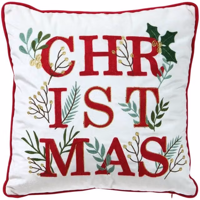 Cojín de Navidad Tradicional Cuadrado Feeric Lights & Christmas en Rojo y Blanco, 45 x 45 cm