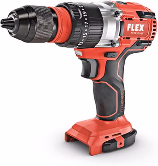 Taladro atornillador 18V PD 2G 18.0-EC C Flex de Flex en color rojo y multicolor sin batería ni cargador