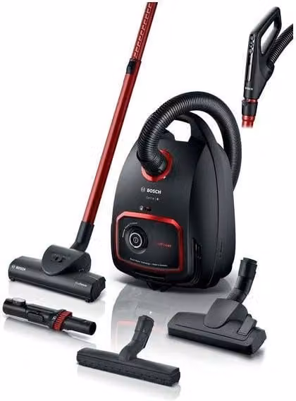 Aspiradora cilíndrica con bolsa Bosch Serie 6 Propower de 850 W en negro y rojo con filtro HEPA