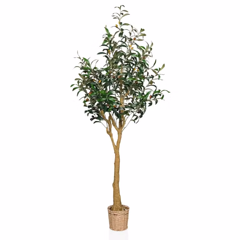 Planta artificial de olivo con macetero hjh OFFICE en colores verde y negro, Altura: 150 cm