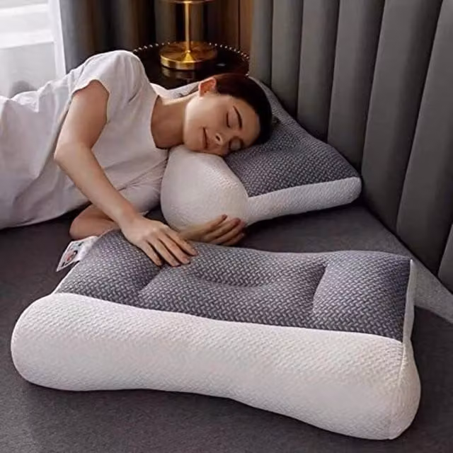 Almohada Ergonómica LIIYIELA de Memory Foam y Algodón para Apnea del Sueño y Apoyo Cervical, Color Blanco