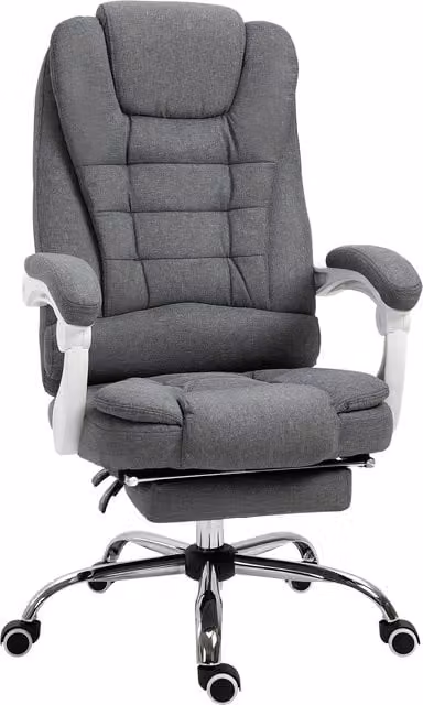 Sillón Ejecutivo Vinsetto con Reposapiés Extensible y Respaldo Ajustable en Tela de Lino Gris