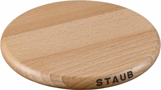 Salvamanteles magnético antideslizante Staub de madera de haya redondo, color marrón, Diámetro: 16,5 cm