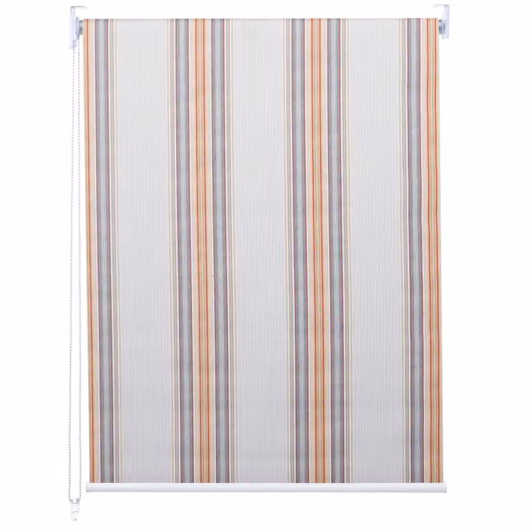 Estor Enrollable Mendler Opaco con Aislamiento Térmico, Diseño de Rayas en Gris, Marrón y Naranja, An: 40 cm, Al: 160 cm
