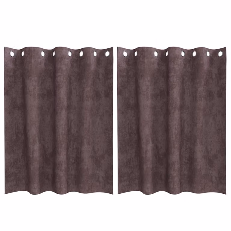 Set de 2 cortinas de terciopelo opacas vidaXL en color marrón con aislamiento térmico, An/Al: 140 x 140 cm