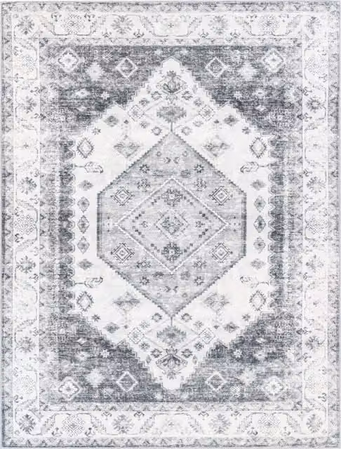 Alfombra lavable Cambria gris de diseño abstracto y moderno An/P: 80 x 150 cm