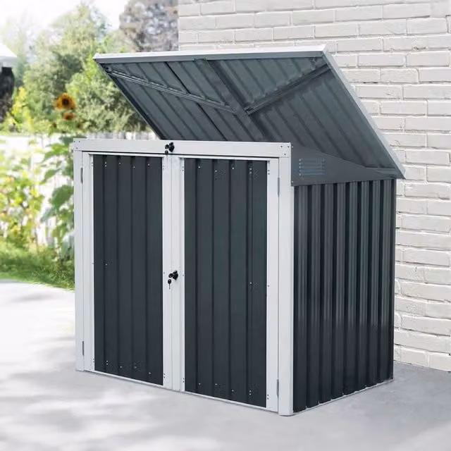Caja de basura Home Deluxe BASURA M de metal color gris, 2x 240L