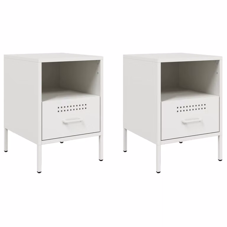 Set de 2 mesitas de noche de pared vidaXL en metal blanco mate An/P/Al: 36 x 39 x 50,5 cm