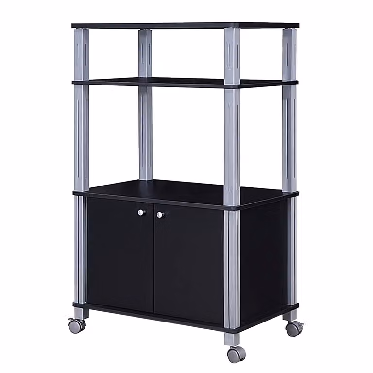 Carrito de cocina Costway con soporte para microondas y horno, estante organizador de almacenamiento en color negro, An/P/Al: 60 x 40 x 98 cm