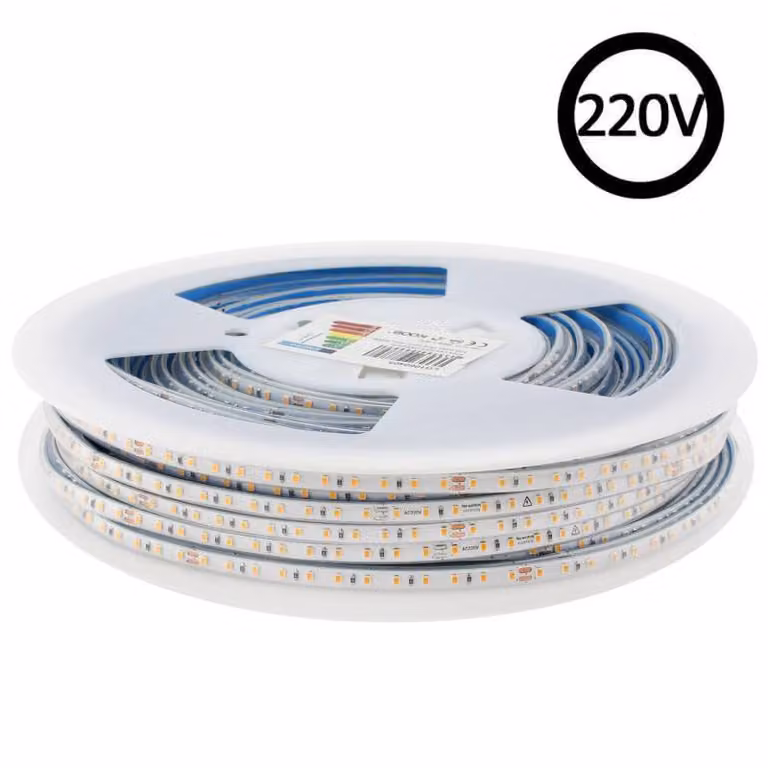 Tira LED LEDBOX Super Slim SMD2835 Blanco Neutro 220V con Carrete de 50 Metros, Regulable Triac y Corte cada 10 cm
