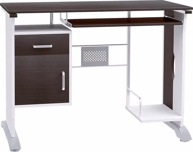 Escritorio informático moderno HOMCOM en marrón, negro y blanco, An/P/Al: 100 x 52 x 75 cm