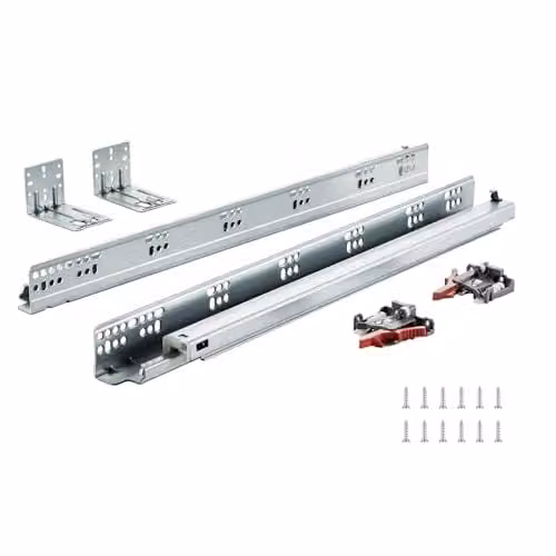 10 pares de guías para cajones VEVOR de acero galvanizado con cierre suave, montaje inferior y capacidad de 45,4 kg, longitud 533,4 mm, color plata