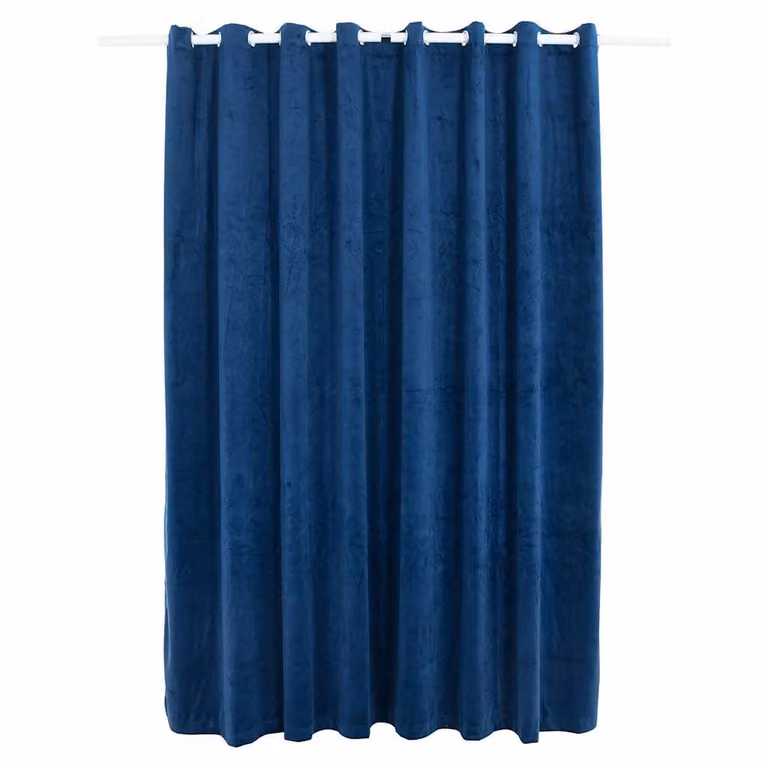 Cortina opaca de terciopelo vidaXL con anillas metálicas, color azul oscuro, An/Al: 290 x 245 cm