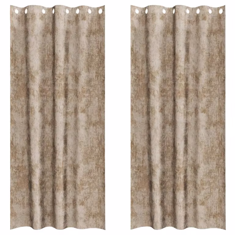 Set de 2 cortinas de terciopelo opacas vidaXL en color beige con aislamiento térmico, An/Al: 140 x 260 cm