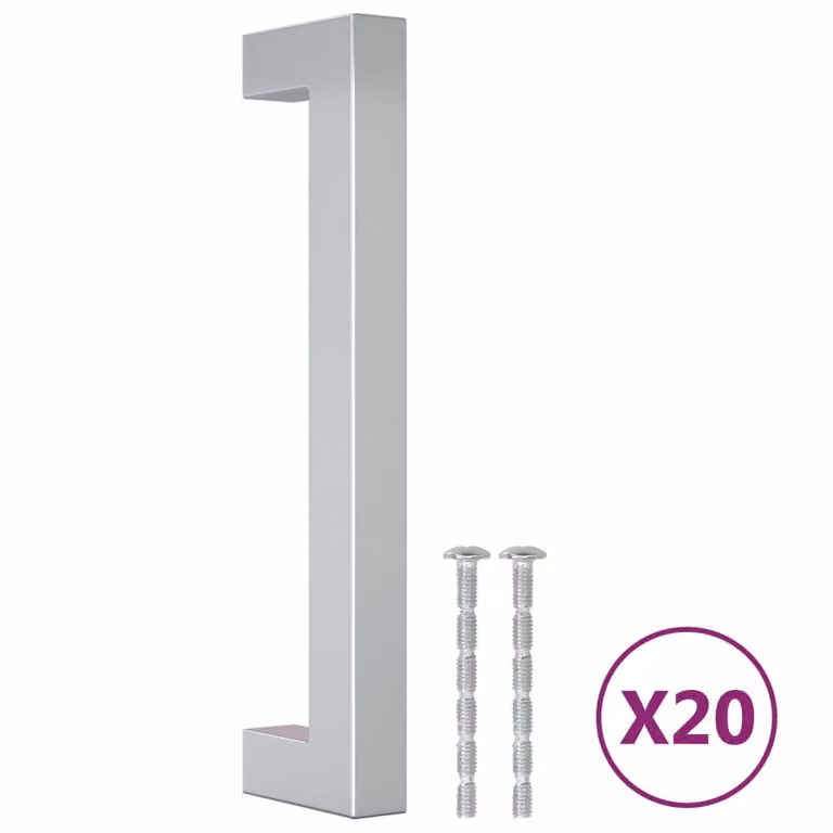 Set de 20 tiradores para armarios tipo barra vidaXL en acero inoxidable plateado con acabado cepillado de 128 mm