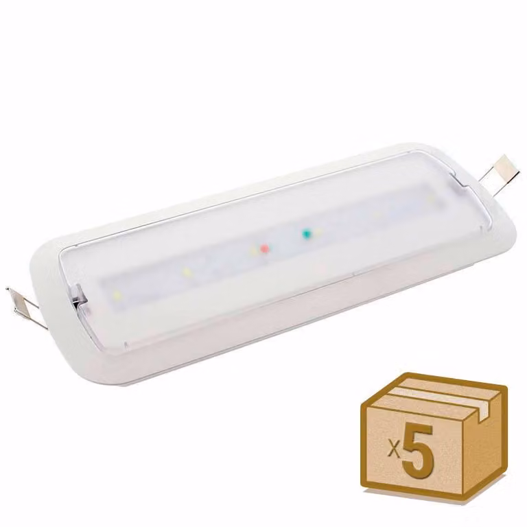Pack de 5 luces de emergencia LED Nicelux empotrables en blanco frío