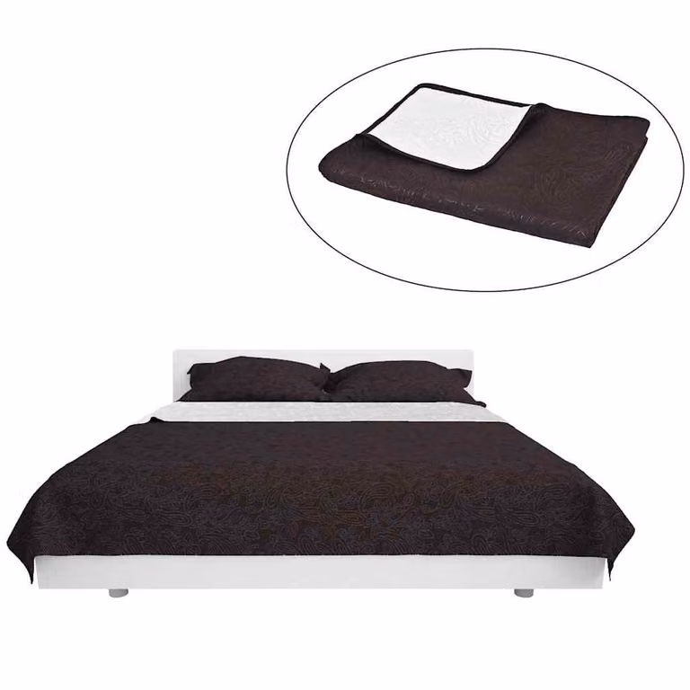 Cubrecama acolchado reversible vidaXL con diseño floral en beige y marrón, An/P: 220 x 240 cm