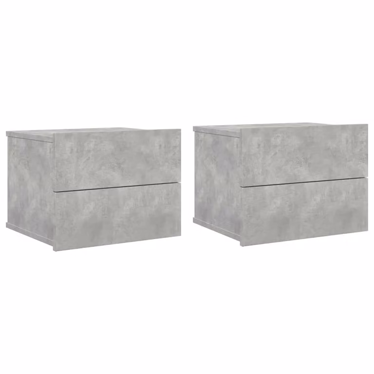Set de 2 mesitas de noche de pared vidaXL en madera MDF color gris hormigón, An/P/Al: 40 x 30 x 30 cm