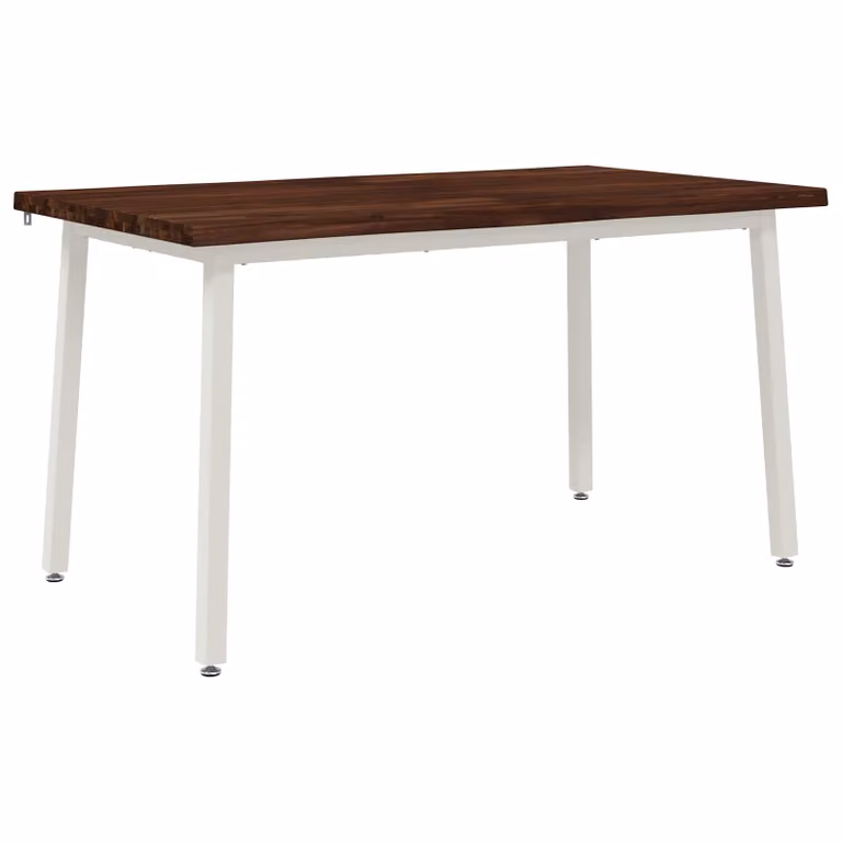 Mesa de comedor moderna vidaXL de madera de acacia con borde natural, An/P/Al: 120 x 90 x 75 cm, color marrón oscuro y blanco