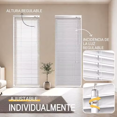 Persiana Veneciana de Madera Sostenible Sol Royal en Color Blanco An/Al: 130 x 80 cm