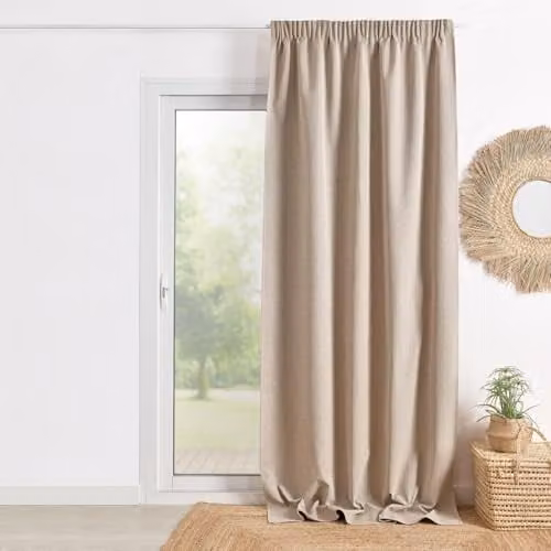 Cortina QABANE 100% opaca de doble cara con cinta fruncida, aislante térmica y acústica, poliéster, An/Al: 240 x 260 cm