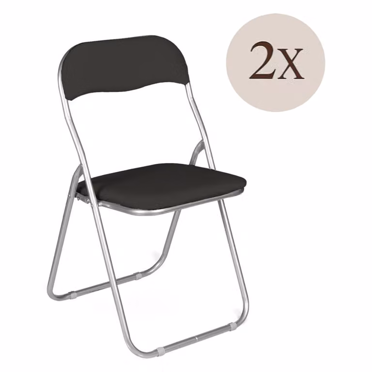 Silla plegable Dmora en color negro con acabado mate para comedor u oficina, An/P/Al: 43 x 47 x 80 cm