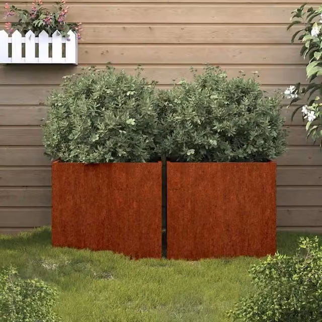 Jardineras de acero corten Maison Exclusive, pack de 2 unidades, color marrón, An/P/Al: 49 x 47 x 46 cm