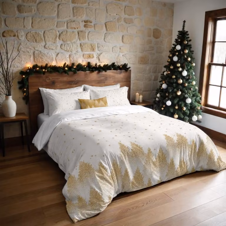 Funda nórdica de Navidad Muare Home multicolor en poliéster para adultos An/P/Al: 140 x 200 cm