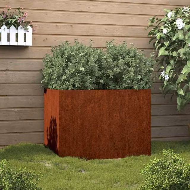 Jardinera de acero corten Maison exclusive color marrón An/P/Al: 62 x 47 x 46 cm