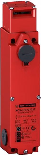 Interruptor de posición de seguridad metálico con llave Telemecanique Schneider Electric color rojo 4o+2f 24v 3xm20