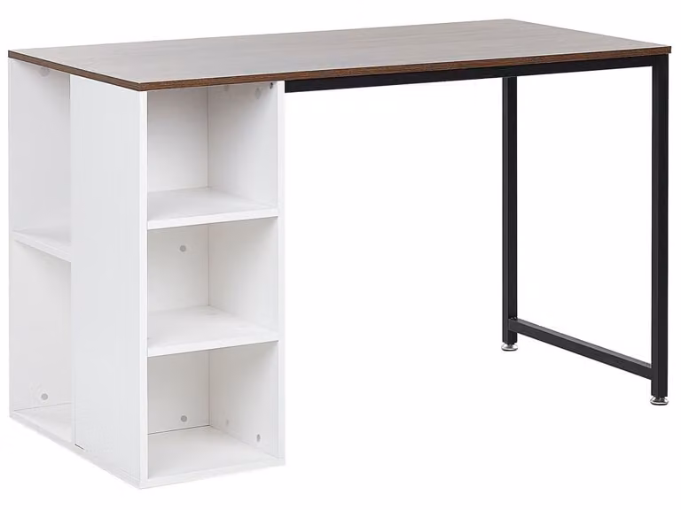 Escritorio de escritura Beliani moderno en marrón y blanco An/P/Al: 120 x 50 x 75 cm