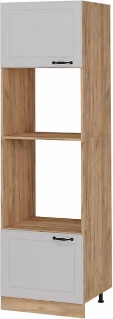 Armario para microondas Vicco R-Line estilo casa de campo con puertas batientes y estante abierto, An: 60 cm, Al: 57,2 cm, P: 48,7 cm