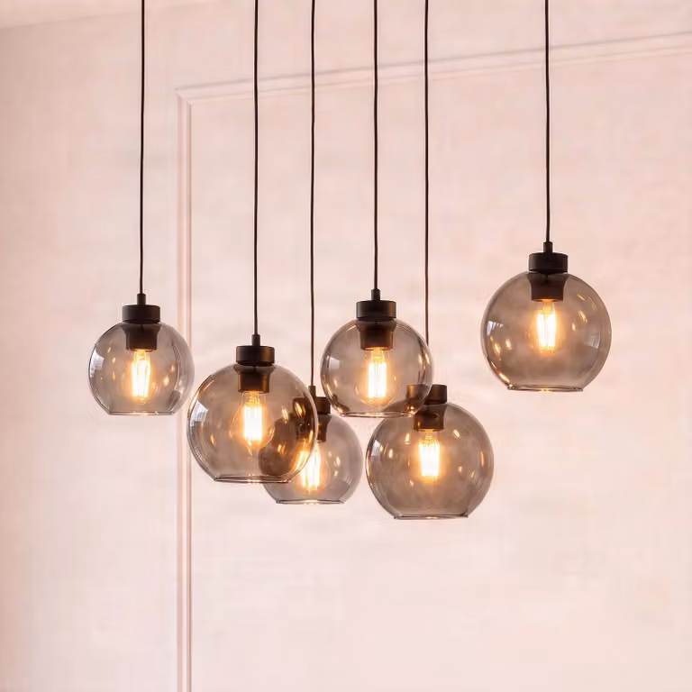 Lámpara colgante moderna Cubus de TK Lighting en negro con cristal transparente para salón o comedor, atenuable