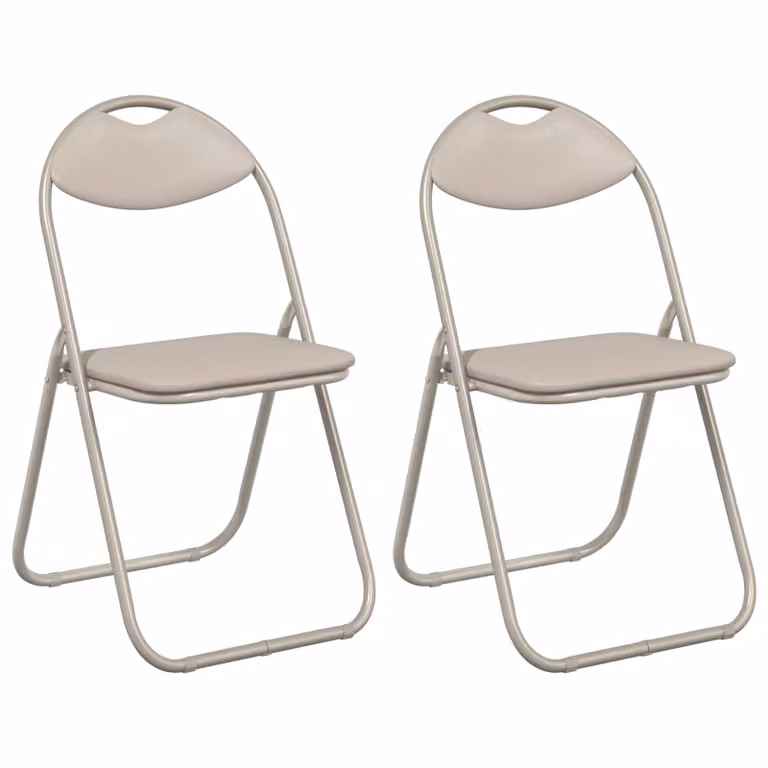 Set de 2 sillas plegables vidaXL en cuero sintético color arena, An/P/Al: 48 x 43,5 x 81 cm