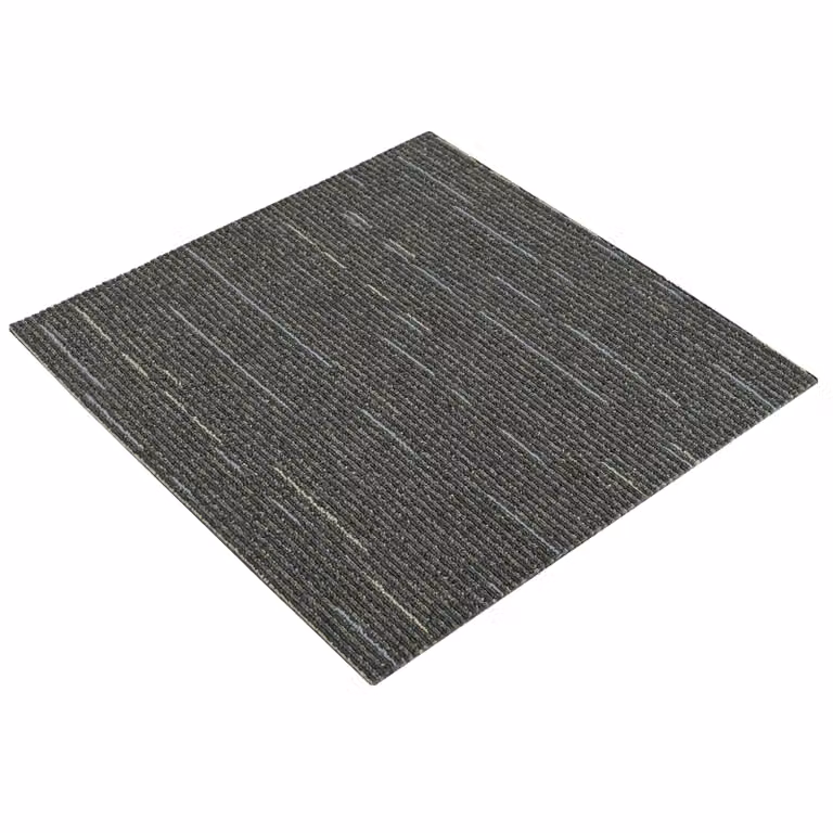 Set de 36 azulejos de alfombra vidaXL con diseño moderno de rayas en verde y gris, de polipropileno, An/P: 50 x 50 cm