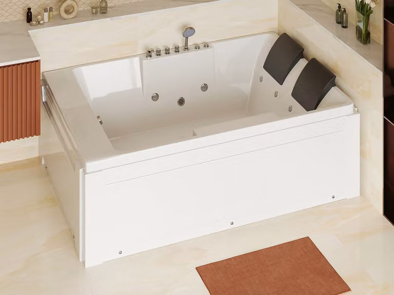 Bañera de hidromasaje de 2 plazas Vente-Unique en color blanco, An/P/Al: 182 x 122 x 62 cm