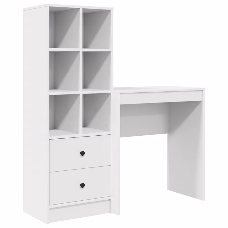Set de 2 escritorios modernos vidaXL de madera MDF con estantería, An/P/Al: 115,5 x 40 x 127 cm