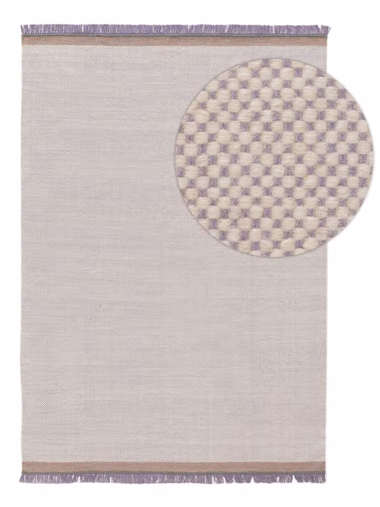 Alfombra de lana y algodón Benuta color morado con flecos, An/P: 160 x 230 cm
