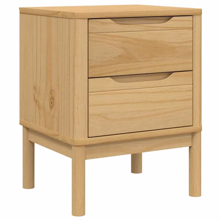 Mesita de noche FLORO de vidaXL en madera de pino color marrón cera, An/P/Al: 45 x 39 x 57 cm